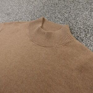 Cashmere Sweater Womens Large Beige Tan Brown Mock Neck Pullover Soft Sweatshirt